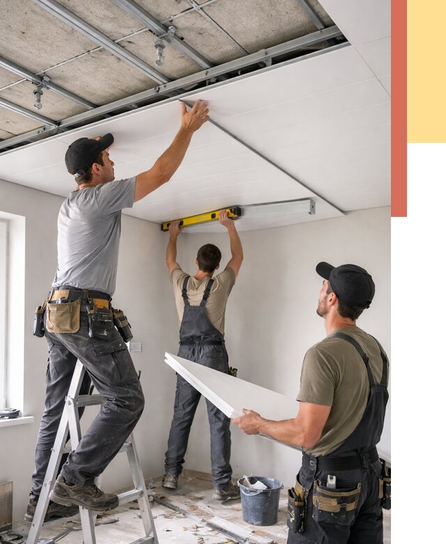 Монтаж потолка из ПВХ панелей в Костомукше от 3571 руб./м2 — быстро и недорого | ОТДЕЛОЧНИК-Ктм