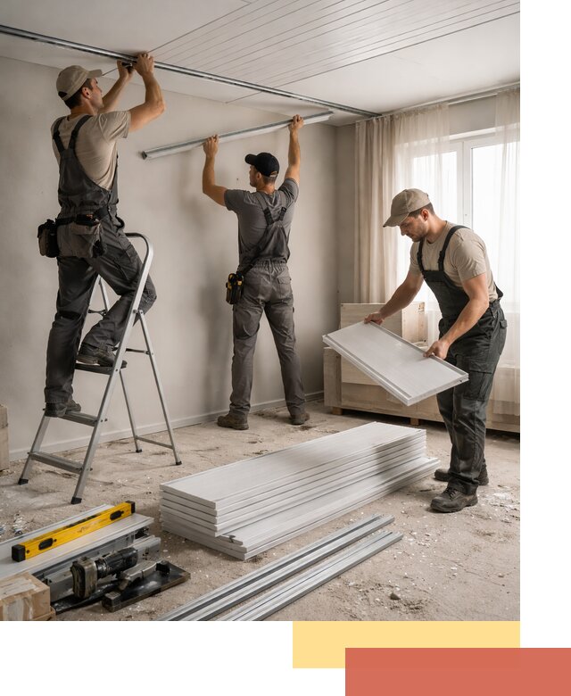 Монтаж потолка из ПВХ панелей в Костомукше оперативно и качественно