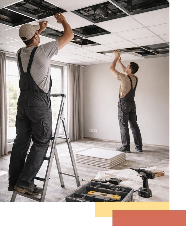 Замена плит подвесного потолка в Костомукше быстро и качественно