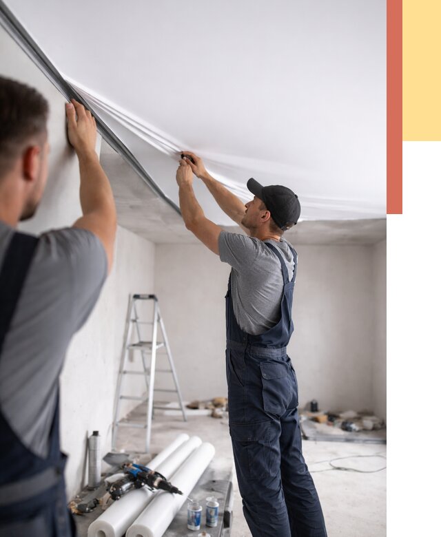 Монтаж матового натяжного потолка в Костомукше от 4591 руб./м² — быстро и недорого | ОТДЕЛОЧНИК-Ктм