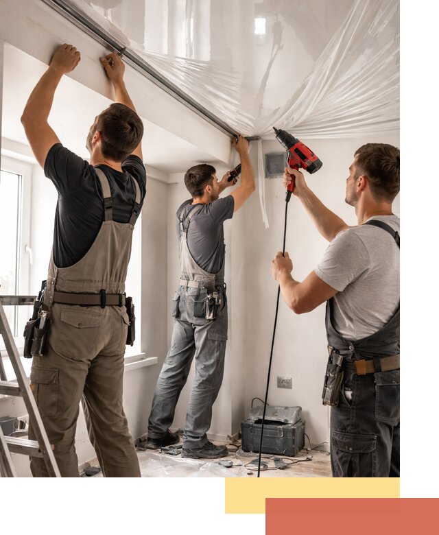 Монтаж глянцевого натяжного потолка в Костомукше быстро и качественно