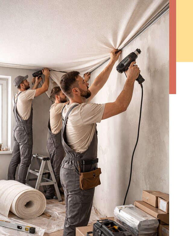 Монтаж фактурного натяжного потолка в Костомукше от 765 руб. — ОТДЕЛОЧНИК-Ктм