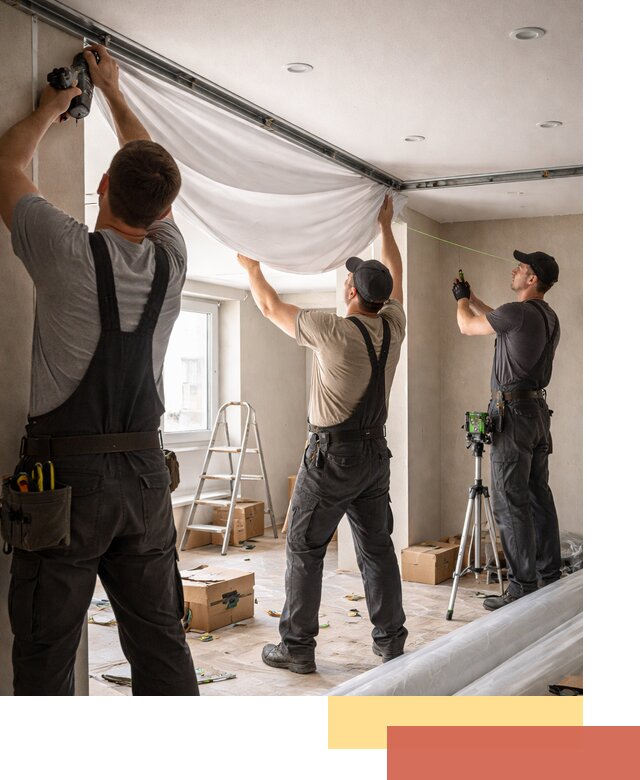 Монтаж парящего натяжного потолка под ключ в Костомукше