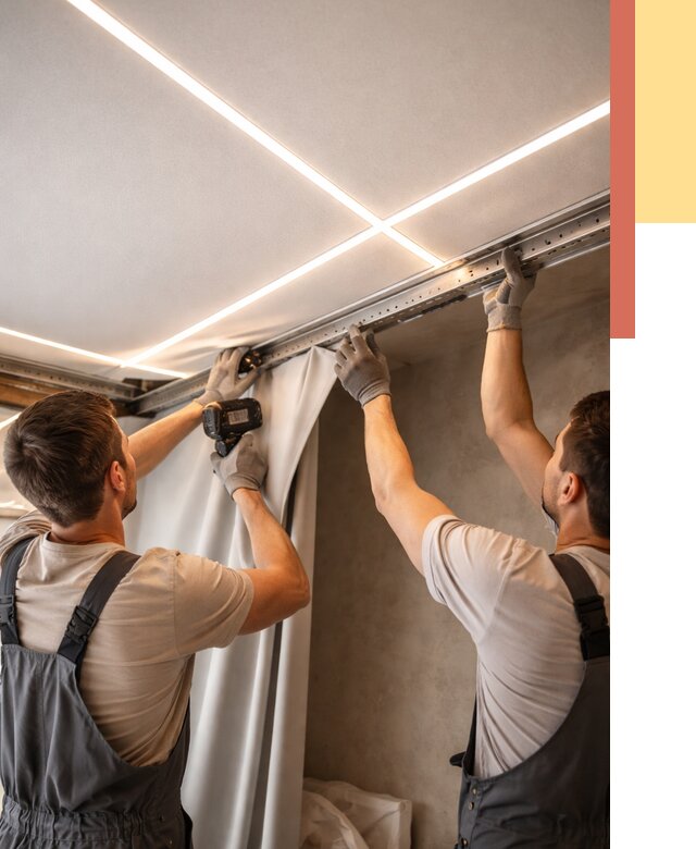 Монтаж натяжного потолка со световыми линиями в Костомукше от 1224 руб. | ОТДЕЛОЧНИК-Ктм