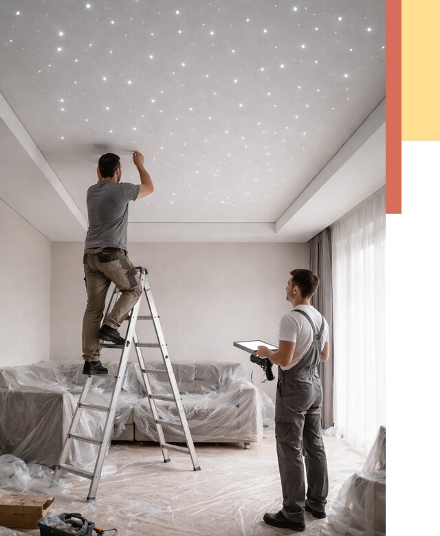 Монтаж натяжного потолка «звездное небо» в Костомукше от 6631 руб. | ОТДЕЛОЧНИК-Ктм