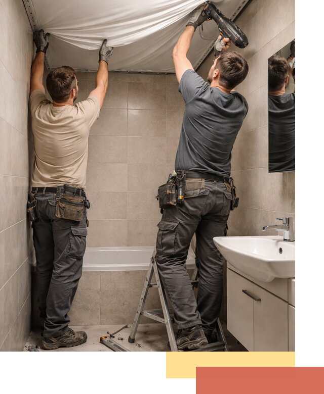 Монтаж натяжного потолка в ванной в Костомукше быстро и качественно