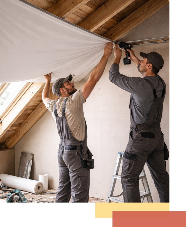 Монтаж натяжного потолка в мансарде в Костомукше