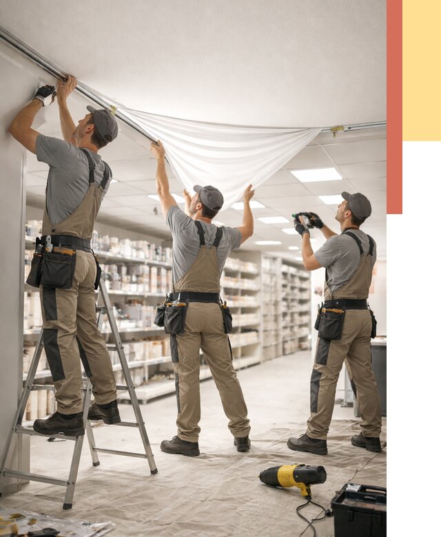 Монтаж натяжного потолка в магазине в Костомукше от 4591 руб. быстро и недорого | ОТДЕЛОЧНИК-Ктм