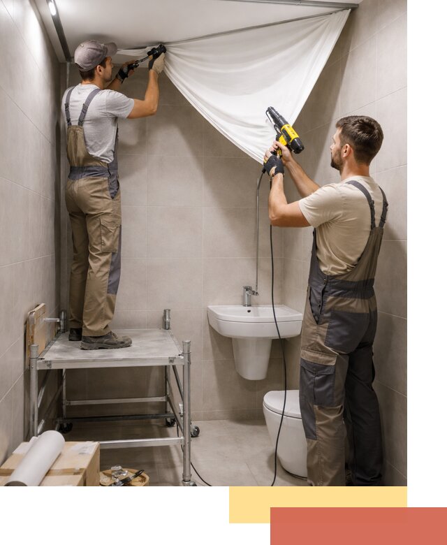 Монтаж натяжного потолка в санузле в Костомукше