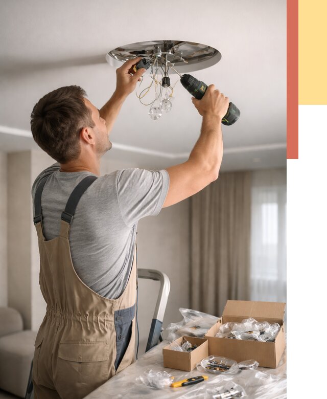 Установка люстры в натяжной потолок в Костомукше от 1224 руб. | Быстро и недорого — ОТДЕЛОЧНИК-Ктм