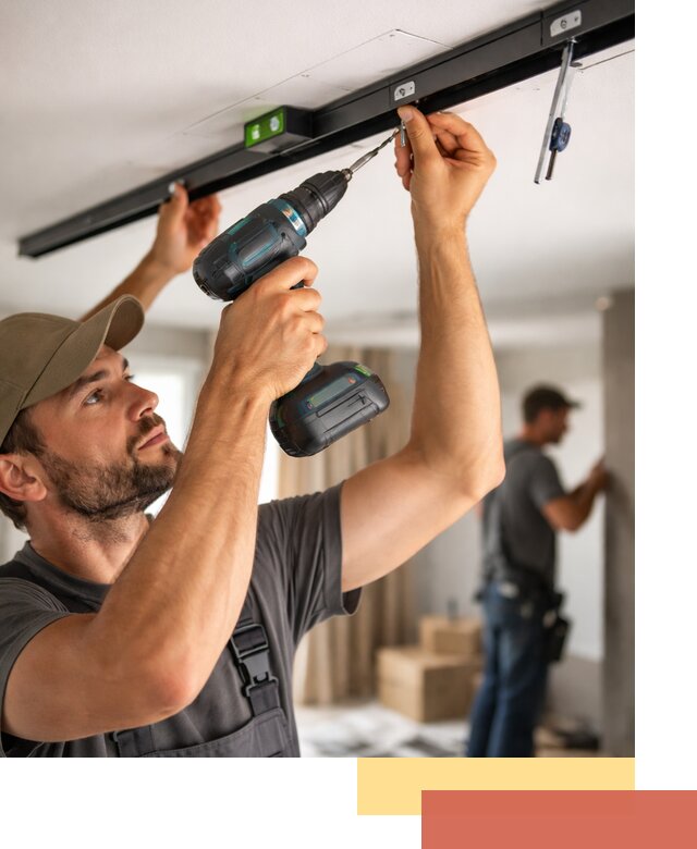 Установка трековых светильников в натяжной потолок в Костомукше