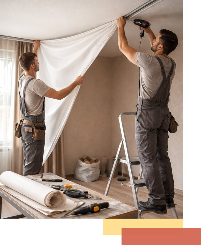 Замена полотна натяжного потолка в Костомукше быстро и качественно