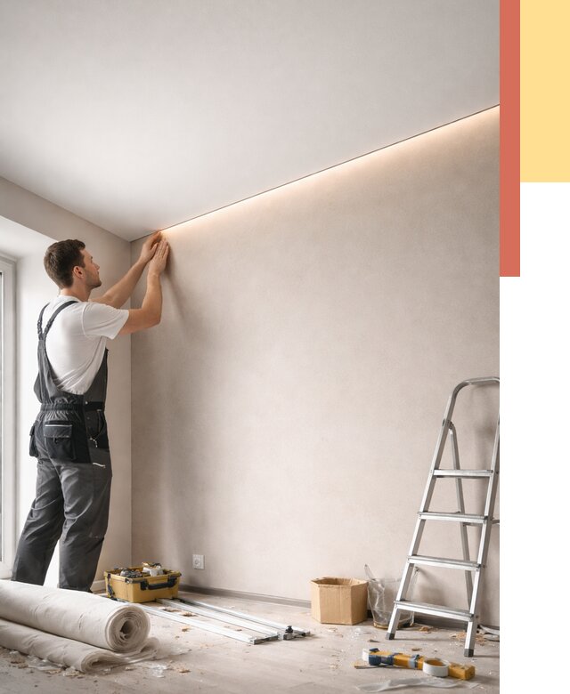 Теневые натяжные потолки в Костомукше от 8366 руб. под ключ | ОТДЕЛОЧНИК-Ктм