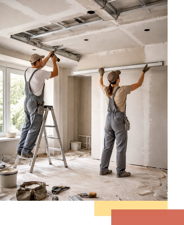 Монтаж многоуровневого потолка из гипсокартона в Костомукше