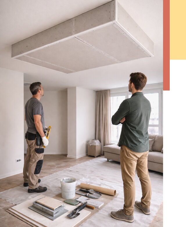 Короб на потолке из гипсокартона в Костомукше от 2244 руб. — монтаж и услуги под ключ | ОТДЕЛОЧНИК-Ктм