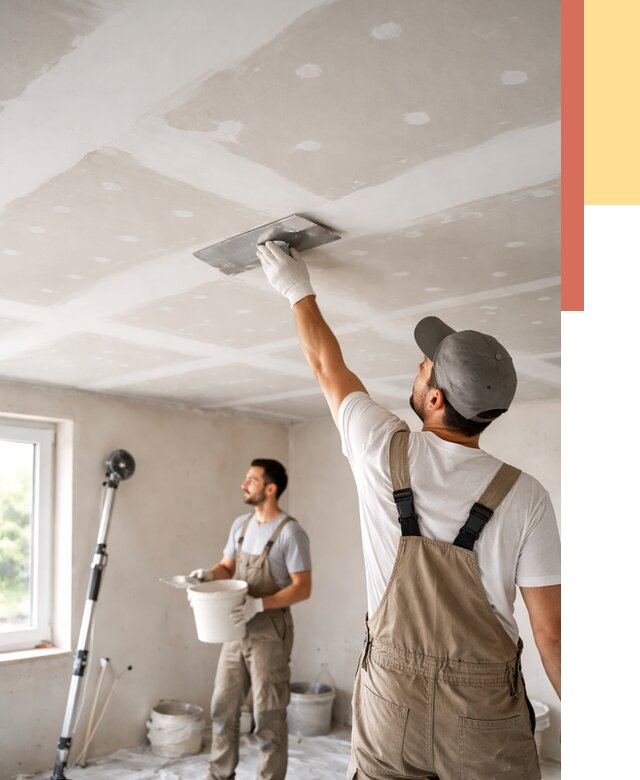 Шпаклевка потолка из гипсокартона в Костомукше от 3265 руб./м2 — услуги под ключ | ОТДЕЛОЧНИК-Ктм