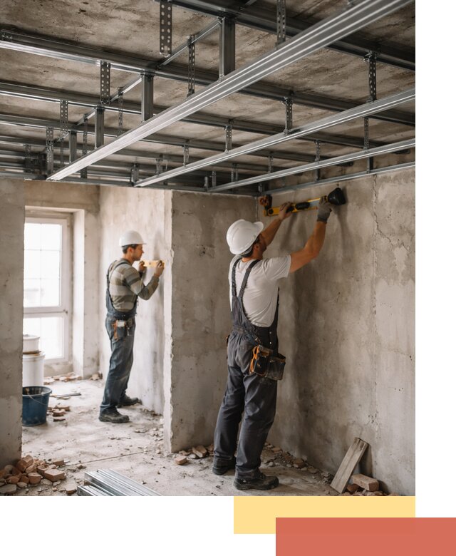 Монтаж каркаса потолка из профильного профиля в Костомукше