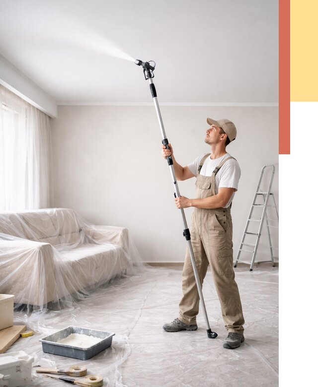 Покраска потолка краскопультом в Костомукше от 4591 руб. быстро и недорого | ОТДЕЛОЧНИК-Ктм