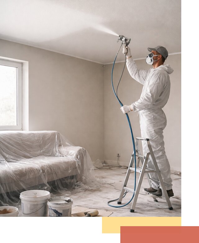 Покраска потолка краскопультом в Костомукше быстро и качественно